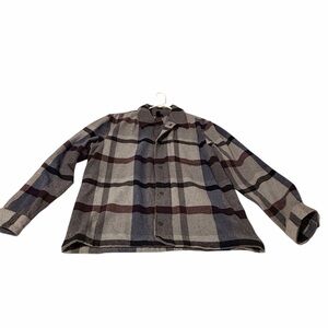 Express Plaid Shirt Jacket in Gray, Black and Purple